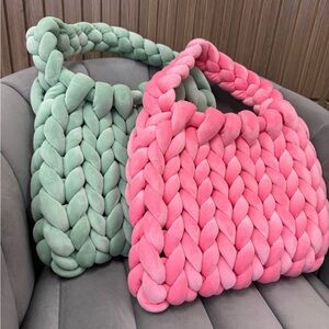 Chunky Knit Pink Handmade Crochet Handbag